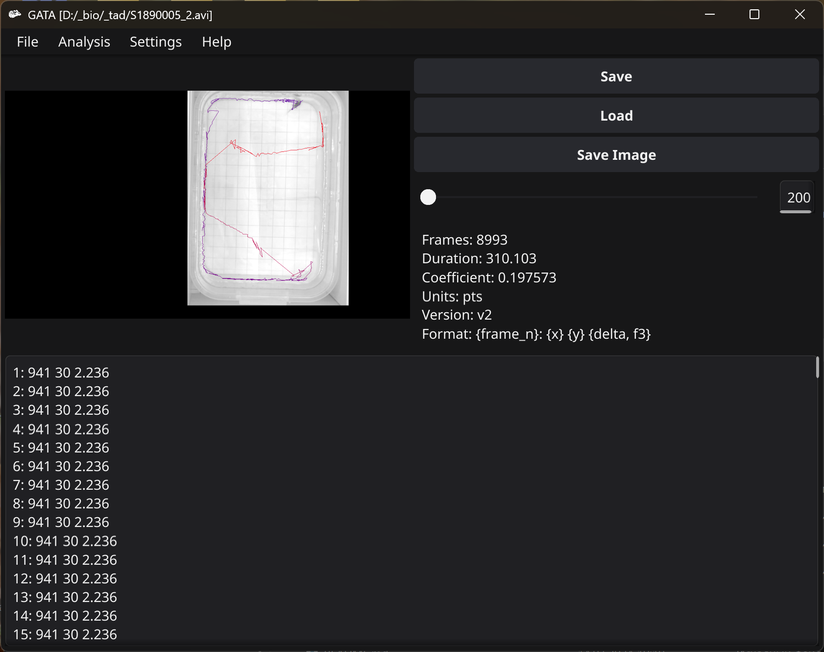 Screenshot of the GATA application interface